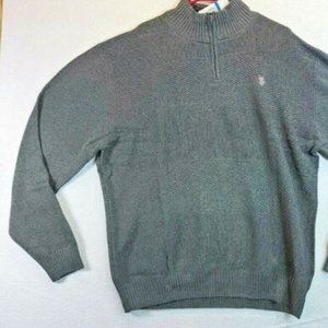 Men's Quarter Zip Thick Cotton Sweater, Iron Heather (Gray), Size Large
